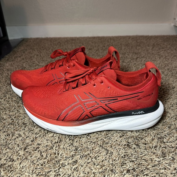 Asics Gel-Nimbus 25 Mens Size 11 Red Lace Up 1011B547 Running Shoes Sneakers - Picture 1 of 11